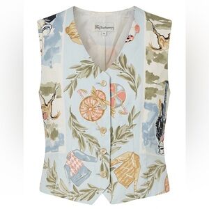 Burberrys Rare Women's Pastel Equestrian Waistcoat Sleeveless Vest Size 6